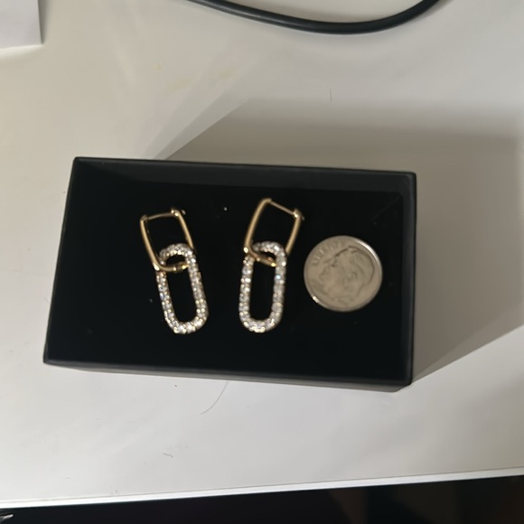 18K Gold-Filled Paperclip CZ Dangle Earrings - Picture 4 of 8